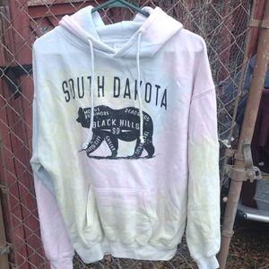 South Dakota Bear Graphic Hoodie - Pastel Tie-Dye